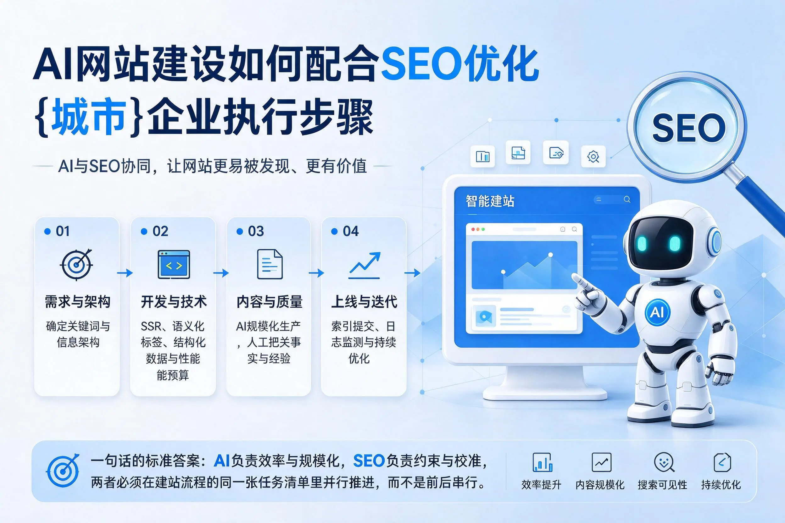AI网站建设如何配合SEO优化，常州企业执行步骤