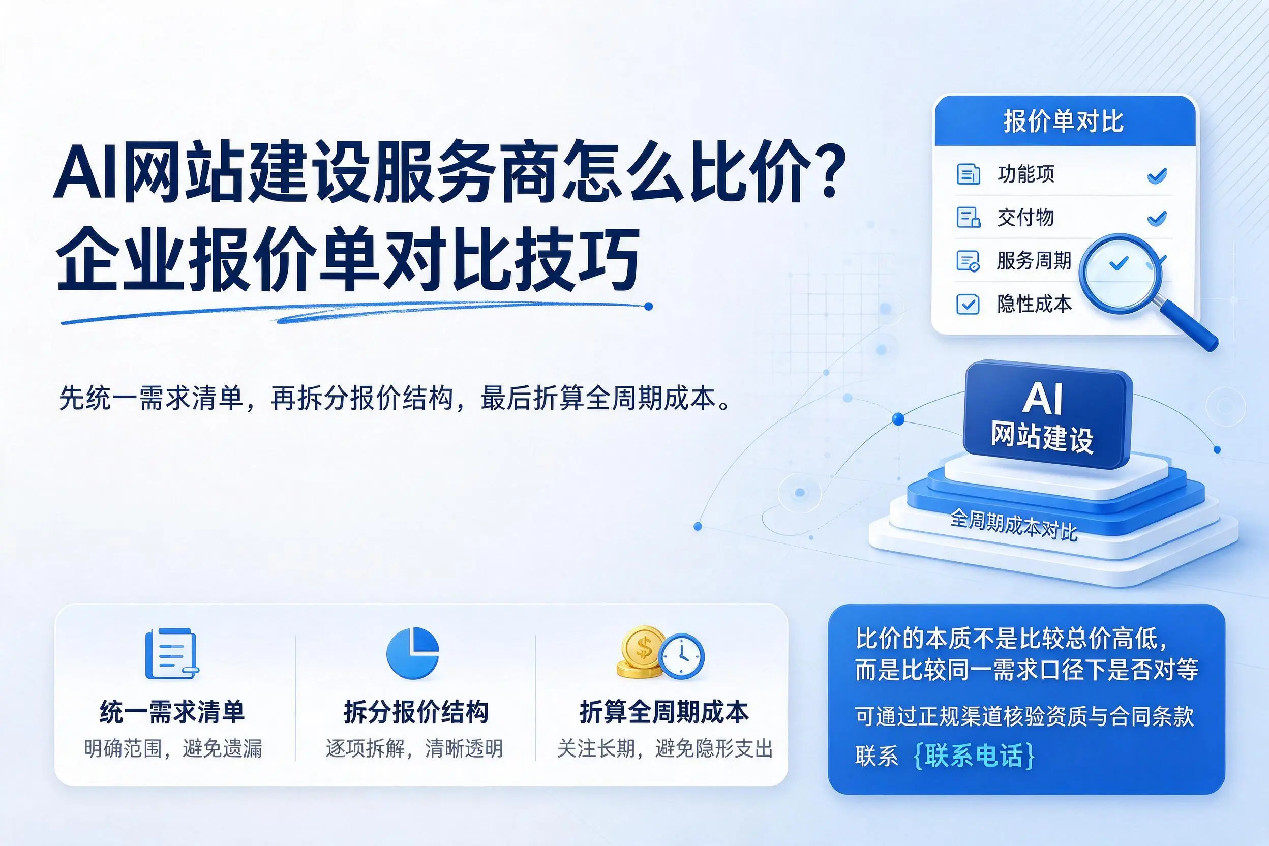 AI网站建设服务商怎么比价?常州企业报价单对比技巧